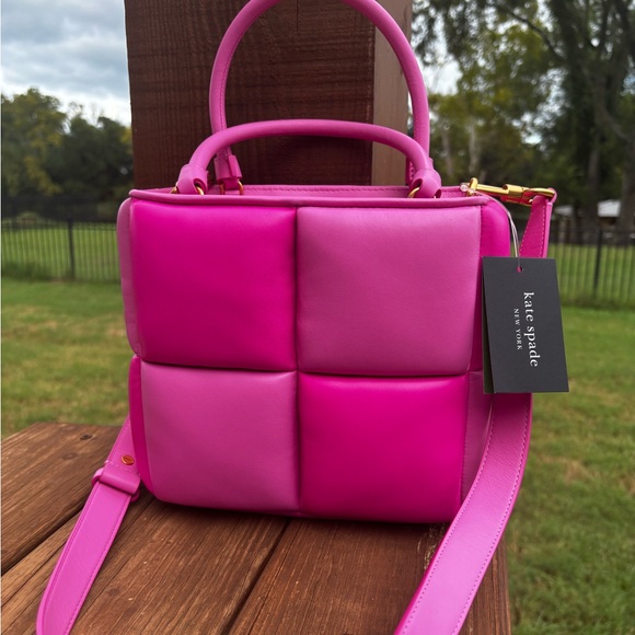 NWT! Kate Spade Box Bag Pink Leather Crossbody Bag - Picture 3 of 9
